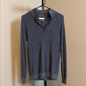 C&A Men's Size Small Gray Quarter-Zip 100% Cotton Sweater